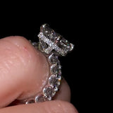 Silken Hidden Halo Oval Cut 3.0ct Engagement Ring In Sterling Silver