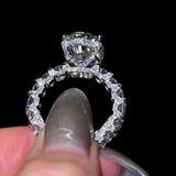 Preciously-crafted Pave Oval Cut 7.0ct Engagement Ring In Sterling Silver