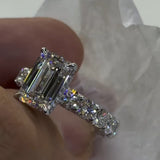 Timeless 5.0ct Emerald Cut Pavé Engagement Ring In Sterling Silver