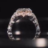 Majestic-looking Pave Oval Cut 10.0ct Engagement Ring In Sterling Silver