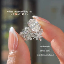 White Swan 3.0ct Oval Cut Botanical 3PC Wedding Ring Set In Sterling Silver