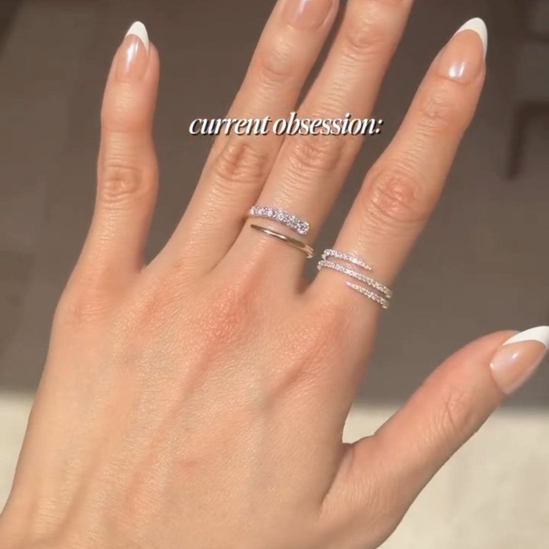 Multi-Row Pave Bypass Spiral Statement Ring in Sterling Silver