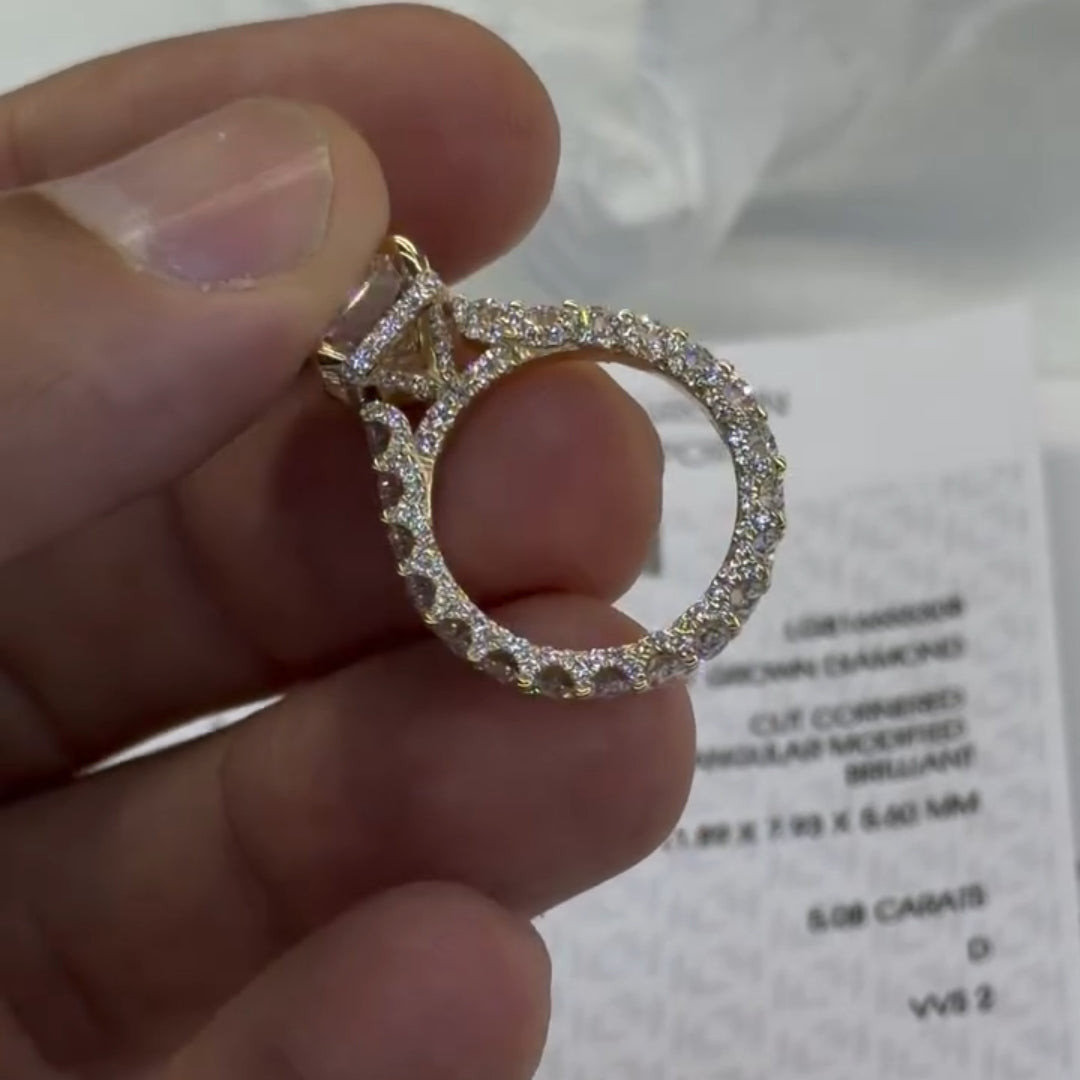5.0ct Elongated Radiant Cut Eternity Band Engagement Ring