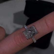 Timeless Pave Elongated Radiant Cut 5.0ct Engagement Ring In Sterling Silver