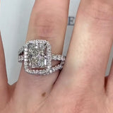 Deluxe Radiant Cut 3.0Ct Insert Ring 925 Sterling Silver Wedding Ring Set