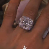 Grand Emerald Cut 4.0Ct Composite Ring 925 Sterling Silver Gold Plated Engagement Ring