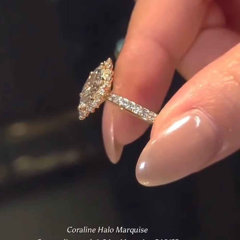 Vintage 2.0ct Marquise Cut Coraline Halo Engagement Ring In Sterling Silver