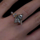 Starlit Side Stone Marquise Cut 3.0ct Engagement Ring In Sterling Silver