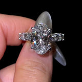 Preciously-crafted Pave Oval Cut 7.0ct Engagement Ring In Sterling Silver