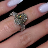 Silken Hidden Halo Oval Cut 3.0ct Engagement Ring In Sterling Silver
