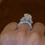 Glamorous Three-Stone Hidden Halo Oval Cut 10.0ct Engagement Ring