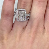 Deluxe Radiant Cut 3.0Ct Insert Ring 925 Sterling Silver Wedding Ring Set