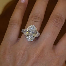 Glamorous Three-Stone Hidden Halo Oval Cut 10.0ct Engagement Ring