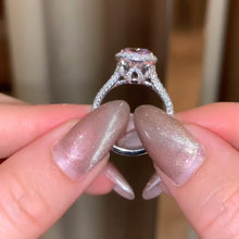 Pink Pear Cut Simulated Diamonds Ring, White Gold, 925 Silver.