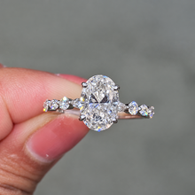 Dewdrop 2.0ct Oval Cut Petal Band Engagement Ring in Sterling Silver