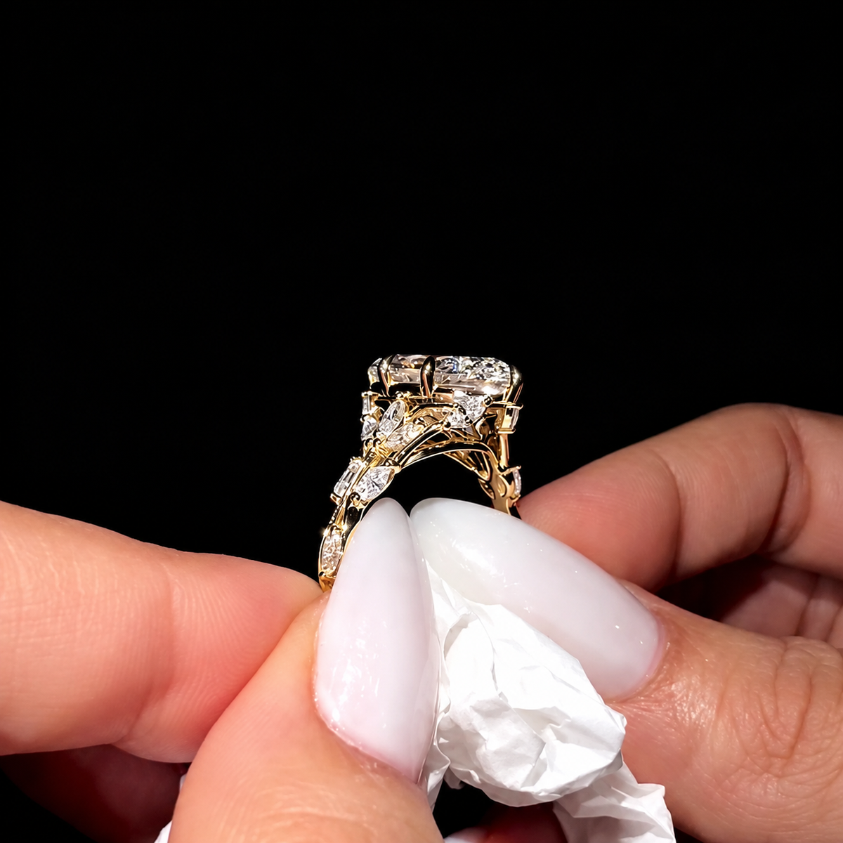 Nature Inspired 4.0ct Marquise Cut Gemstone Vine Engagement Ring