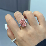 Solarii 925 Sterling Silver Cushion Cut Pink Stone Engagement Ring