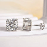 Stunning Cushion Cut Stud Earrings In Sterling Sliver