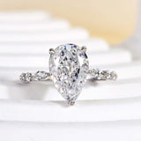 Pear Cut White Stone White Gold Ring