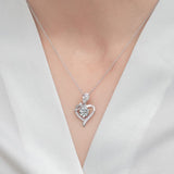 Solarii Moissanite 1.0ct Round Cut  Rose and Heart Design 925 Sterling Silver Necklace