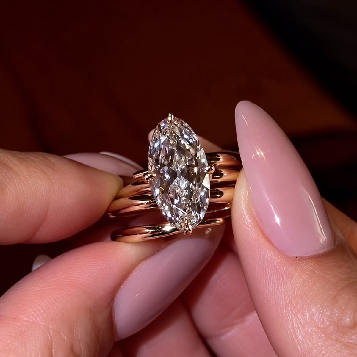 Modern 3.0ct Marquise Cut Gemstone Spiral Wrap Bridal Ring Set
