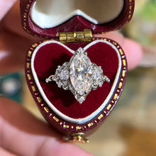 Heirloom 1.5ct Marquise Cut Scrollwork Engagement Ring in Sterling Silver