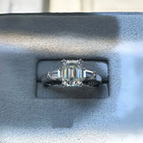 Solarii Moissanite 2.0ct Emerald Cut Three Stones 925 Sterling Silver Engagement Ring