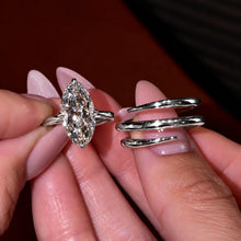 Modern 3.0ct Marquise Cut Gemstone Spiral Wrap Bridal Ring Set