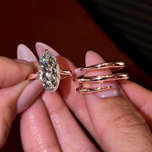 Modern 3.0ct Marquise Cut Gemstone Spiral Wrap Bridal Ring Set