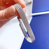 Vintage 4 Row Pave Design Bracelet in Sterling Silver