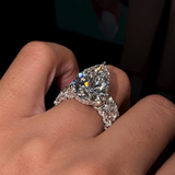 8.0ct Pear Cut Hidden Halo Engagement Ring Set With Pave Band