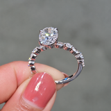 Dewdrop 2.0ct Oval Cut Petal Band Engagement Ring in Sterling Silver