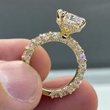 Luminous 5.0ct Radiant Cut Oval Accent Band Engagement Ring in Sterling Silver