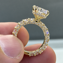 Luminous 5.0ct Radiant Cut Oval Accent Band Engagement Ring in Sterling Silver