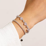 Solarii "Ms Charming" Halo Heart Sterling Silver Tennis Bracelet