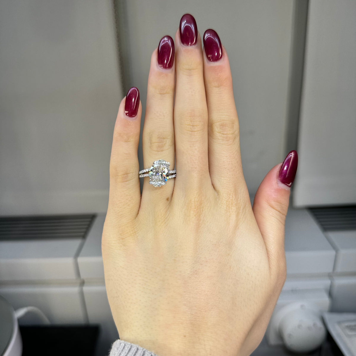 Unique Oval Cut 5.0ct Twist Design Engagement Ring In Sterling Silver