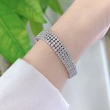 Vintage 4 Row Pave Design Bracelet in Sterling Silver