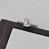 Solarii Moissanite Emerald Cut  925 Sterling Sliver Engagement Ring