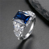 Dazzling 6.0ct Blue Sapphire Radiant Cut Engagement Ring In Sterling Silver