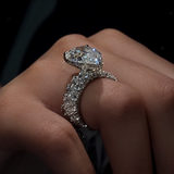 8.0ct Pear Cut Hidden Halo Engagement Ring Set With Pave Band