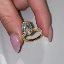 3PC 5.0ct Oval Cut Gemstone Bridal Ring Set With Pave & Brushed Bands