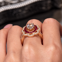 Vintage 1.5ct Oval Cut Gemstone Bridal Ring Set With Ruby Tone Enhancer