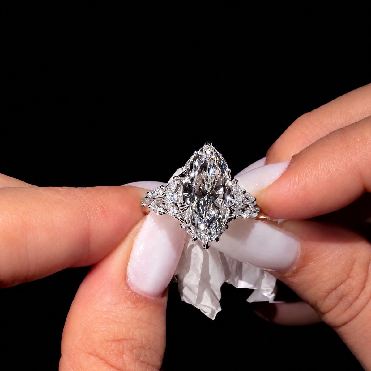 Nature Inspired 4.0ct Marquise Cut Gemstone Vine Engagement Ring