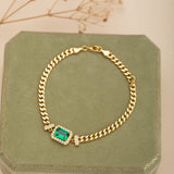 Polished Emerald Cut Bracelet for Emerald Green Women