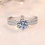 Solarii Moissanite 3.0ct Round Cut 925 Sterling Silver Engagement Ring