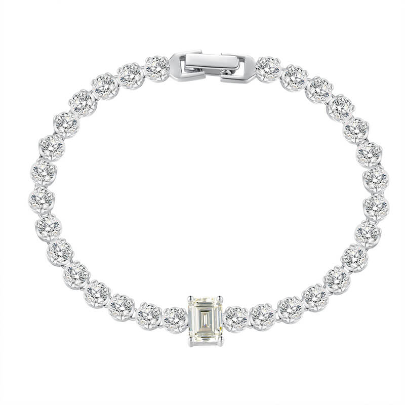 Gorgeous Emerald Cut Bracelet For Women In Sterling Silver