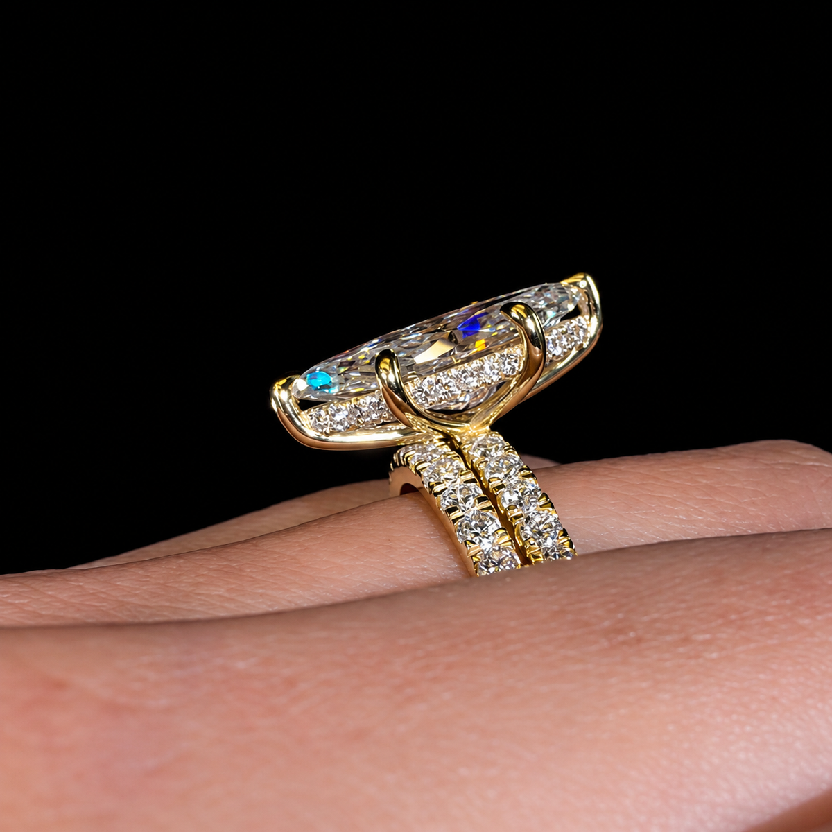 Elegant 3.0ct Marquise Cut Gemstone Engagement Ring Set