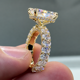 Luminous 5.0ct Radiant Cut Oval Accent Band Engagement Ring in Sterling Silver