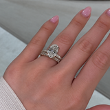 3PC 5.0ct Oval Cut Gemstone Bridal Ring Set With Pave & Brushed Bands