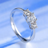 Glazed Solarii Moissanite 1.0ct Round Cut 925 Sterling Silver Three Stone Engagement Ring[SALE]